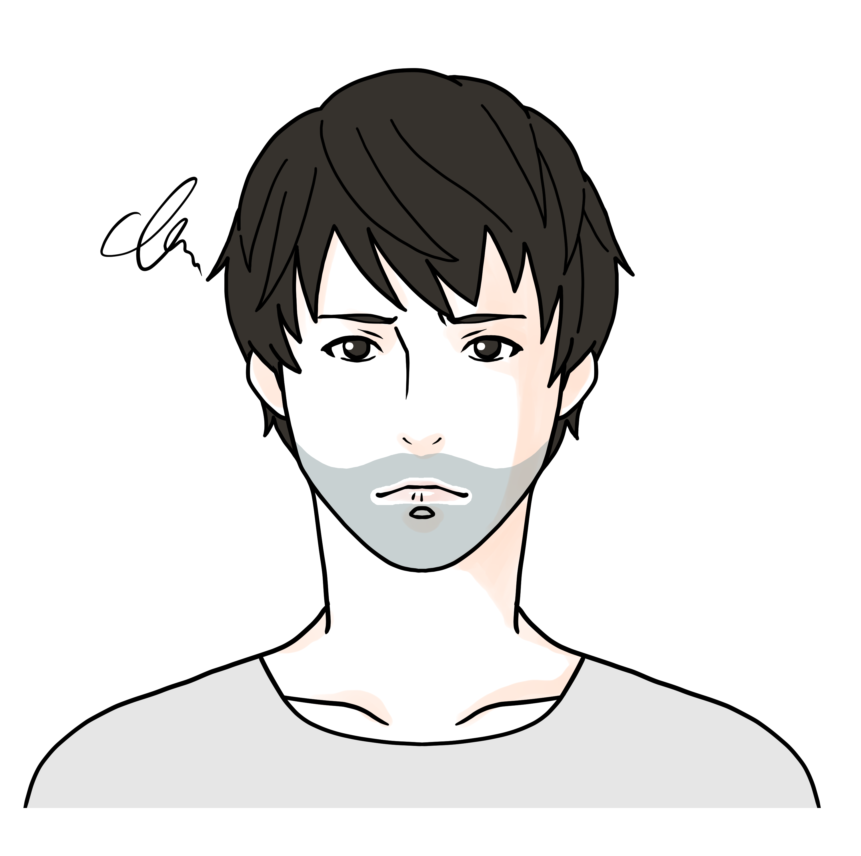 青ヒゲ・濃いヒゲに悩む男性のイラスト
